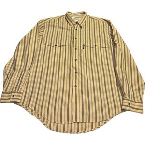 Vintage Levis Big E Silver‎ Label Button Up Striped Shirt Mens L